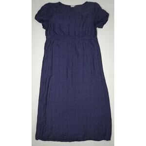 Eileen Fisher Medium Dark Purple Linen Blend Boat Neck A Line Maxi Dress